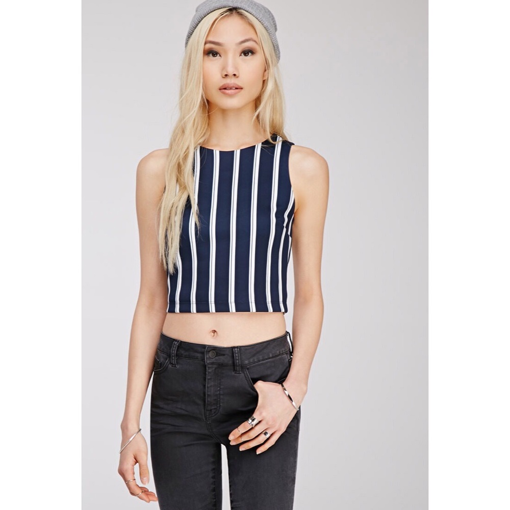 F21 Vertical Striped Crop Top